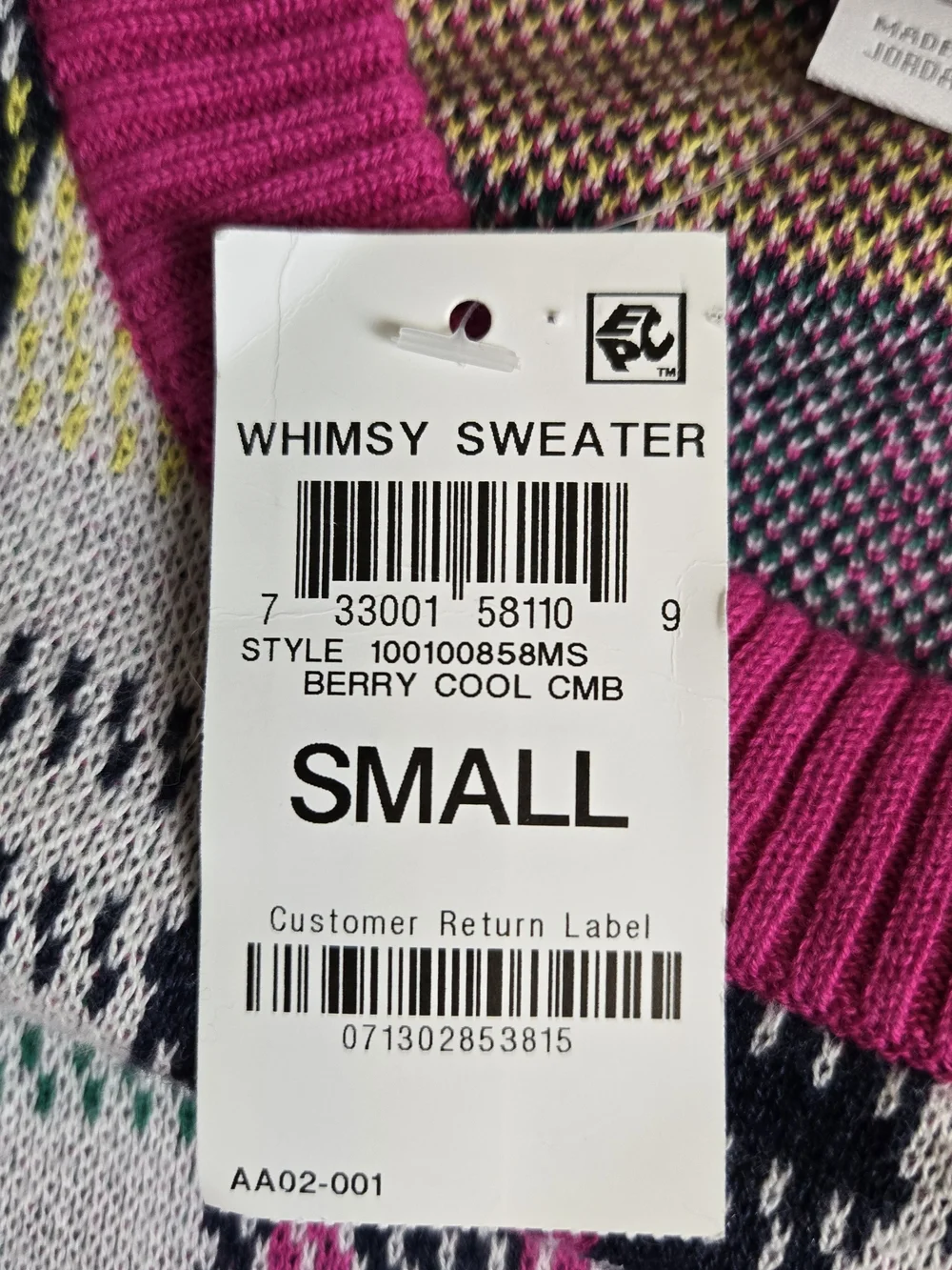 Charter Club Sweater Womens S Pink Black Plaid Whimsy Crew Neck Preppy New